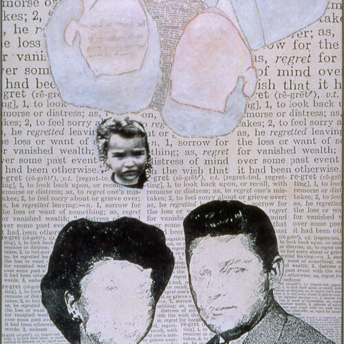 Family Portrait, 1986 Enlarged xerox collage and acrylic paint on canvas  72 x 46 in.